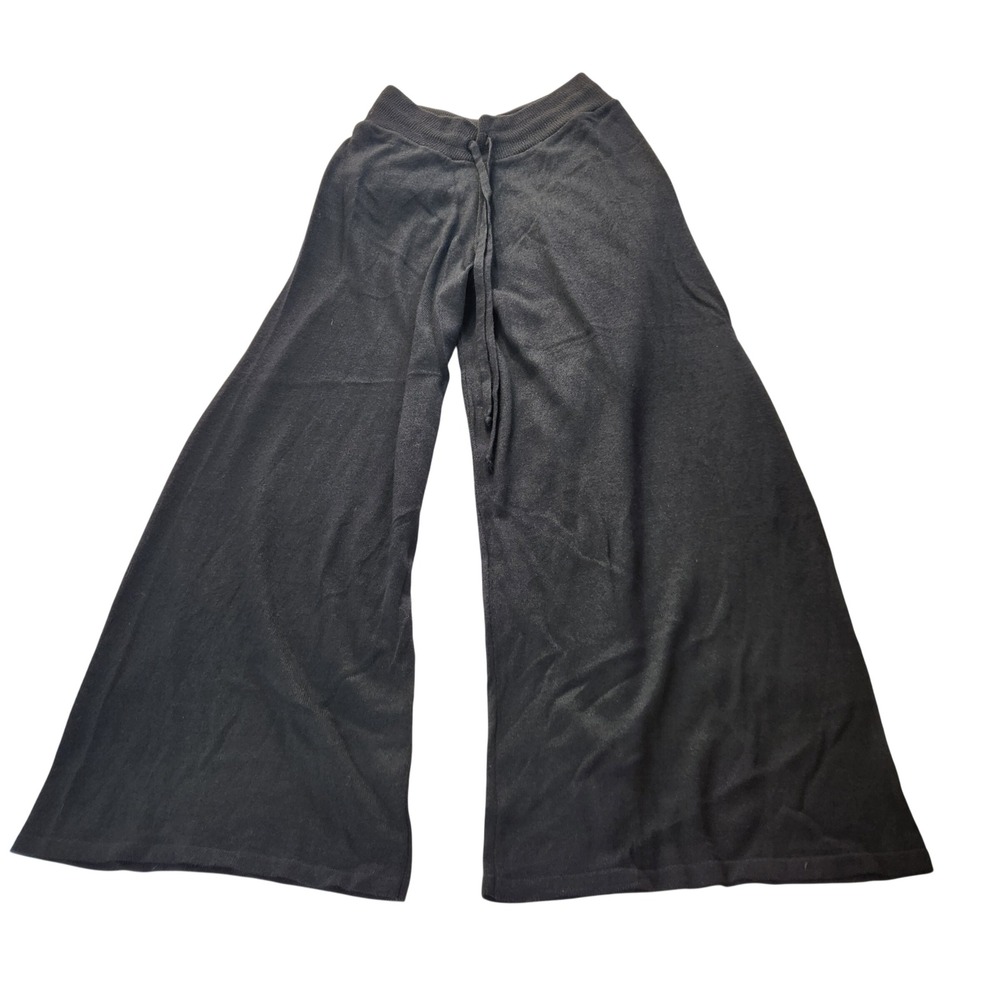 Mersea Catalina Pant L Wide Leg Drawstring Knit Trouser Black Minimalist NEW NWT